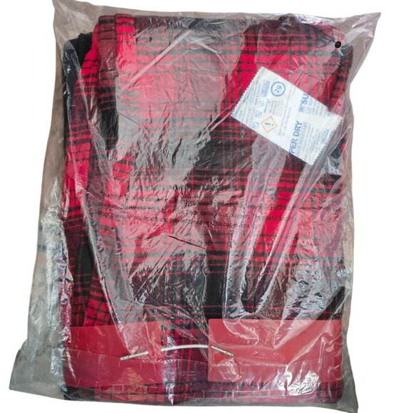 Mens Flannel Red and Black Plaid Pajama Sleep Set Long Sleeve Large JJ1036 - Picture 3 of 6